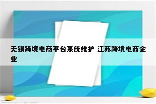 无锡跨境电商平台系统维护 江苏跨境电商企业