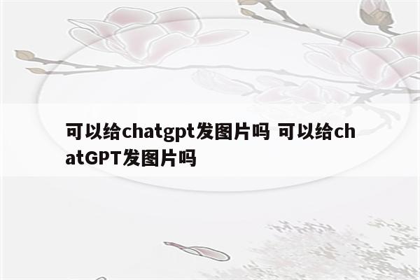 可以给chatgpt发图片吗 可以给chatGPT发图片吗