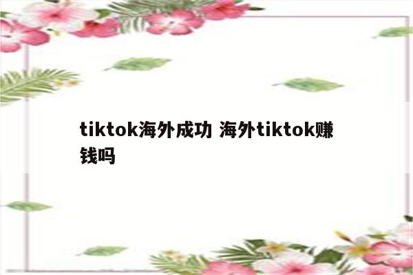 tiktok海外成功 海外tiktok赚钱吗