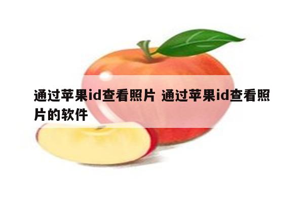 通过苹果id查看照片 通过苹果id查看照片的软件