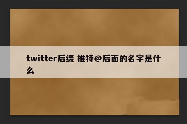 twitter后缀 推特@后面的名字是什么