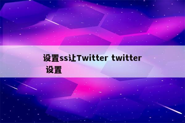 设置ss让Twitter twitter 设置