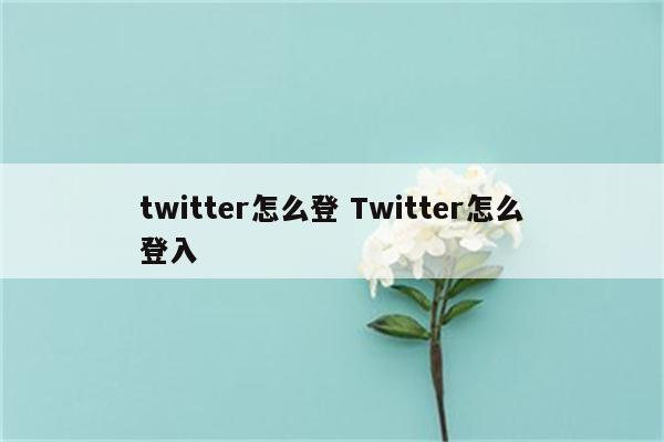 twitter怎么登 Twitter怎么登入