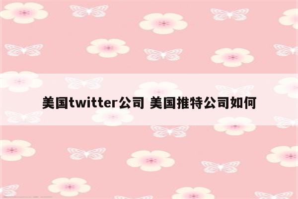 美国twitter公司 美国推特公司如何