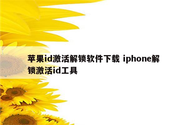 苹果id激活解锁软件下载 iphone解锁激活id工具