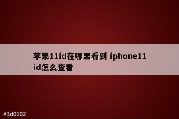 苹果11id在哪里看到 iphone11id怎么查看