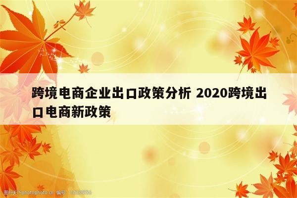 跨境电商企业出口政策分析 2020跨境出口电商新政策