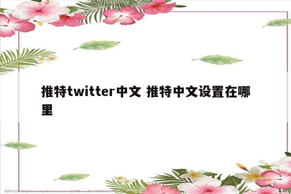 推特twitter中文 推特中文设置在哪里