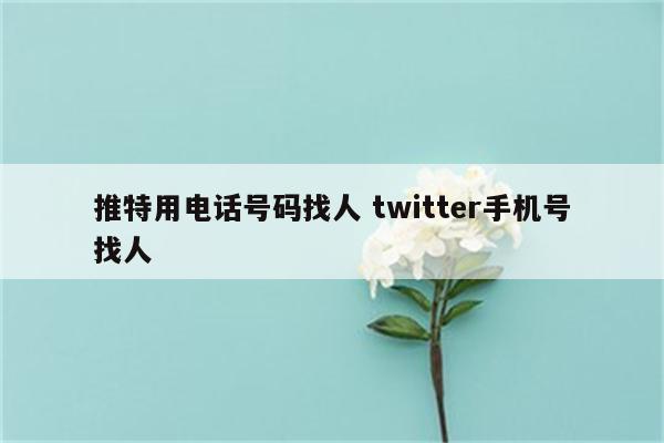 推特用电话号码找人 twitter手机号找人