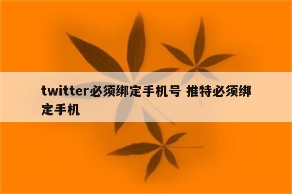 twitter必须绑定手机号 推特必须绑定手机