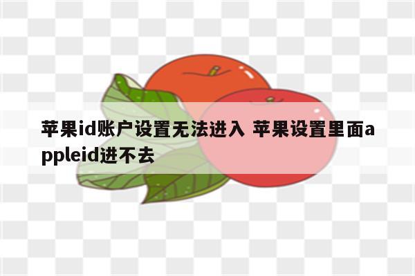 苹果id账户设置无法进入 苹果设置里面appleid进不去