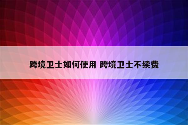 跨境卫士如何使用 跨境卫士不续费