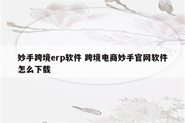 妙手跨境erp软件 跨境电商妙手官网软件怎么下载