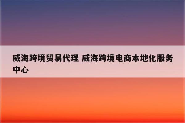 威海跨境贸易代理 威海跨境电商本地化服务中心