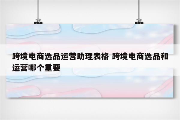 跨境电商选品运营助理表格 跨境电商选品和运营哪个重要