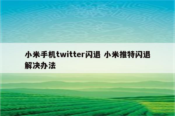 小米手机twitter闪退 小米推特闪退解决办法