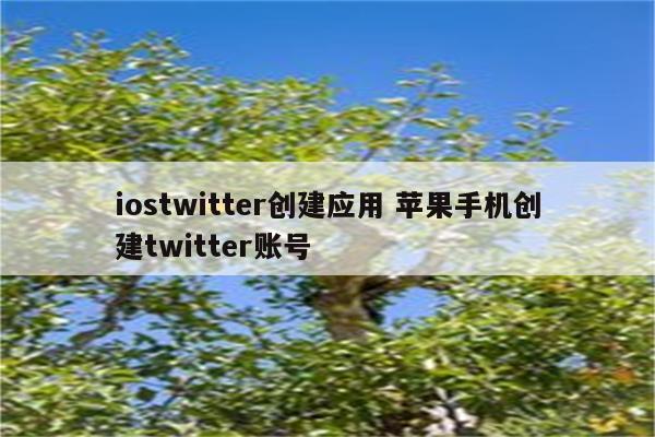 iostwitter创建应用 苹果手机创建twitter账号