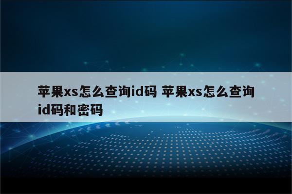 苹果xs怎么查询id码 苹果xs怎么查询id码和密码