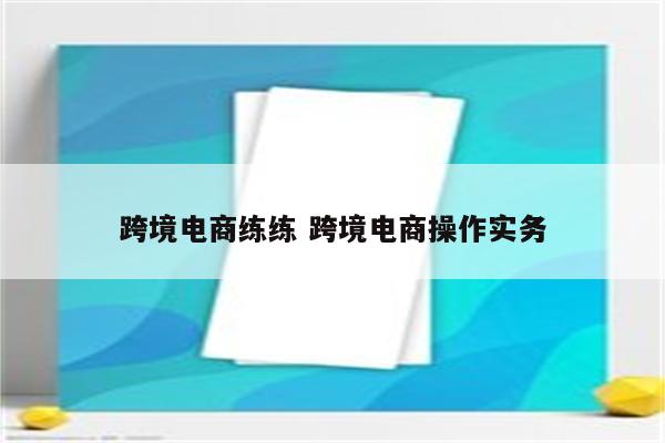 跨境电商练练 跨境电商操作实务