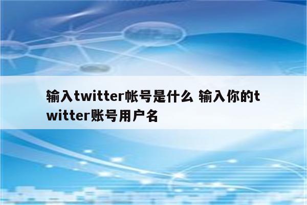 输入twitter帐号是什么 输入你的twitter账号用户名