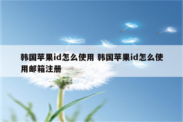 韩国苹果id怎么使用 韩国苹果id怎么使用邮箱注册