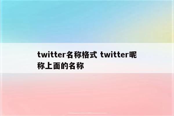 twitter名称格式 twitter昵称上面的名称
