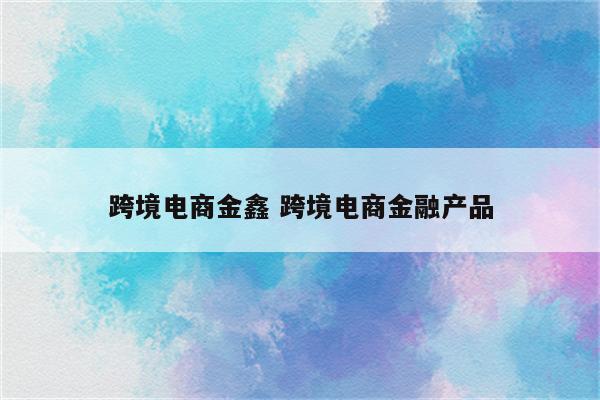 跨境电商金鑫 跨境电商金融产品