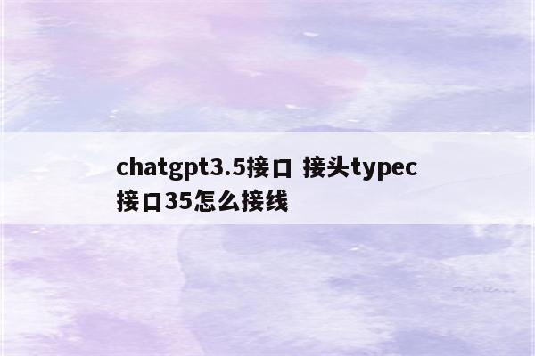 chatgpt3.5接口 接头typec接口35怎么接线