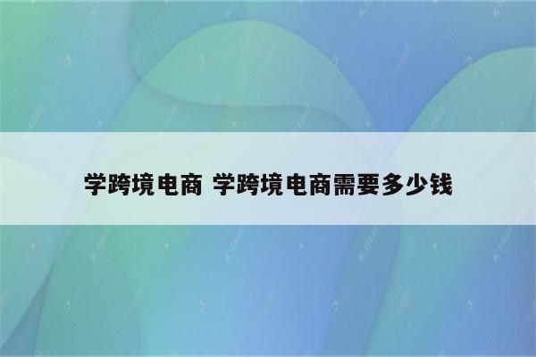 学跨境电商 学跨境电商需要多少钱