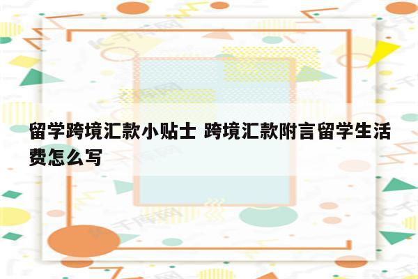 留学跨境汇款小贴士 跨境汇款附言留学生活费怎么写