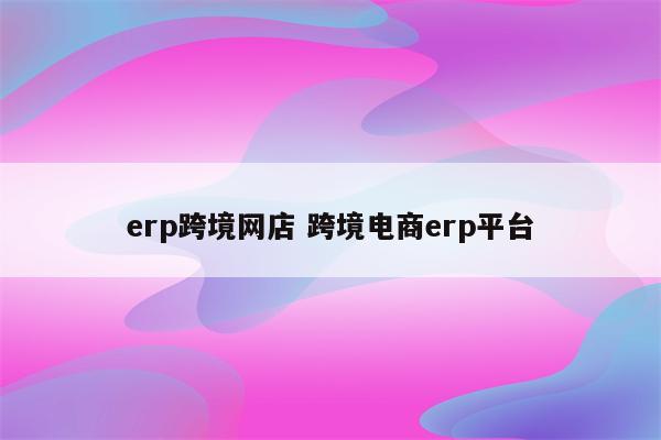 erp跨境网店 跨境电商erp平台