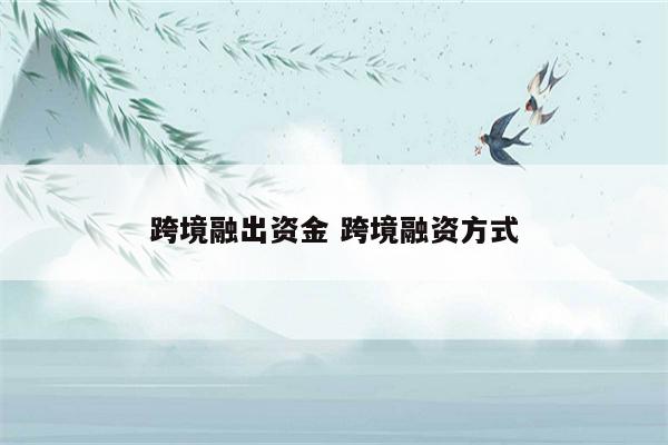跨境融出资金 跨境融资方式