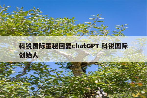 科锐国际董秘回复chatGPT 科锐国际创始人