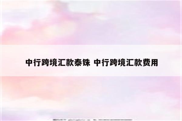 中行跨境汇款泰铢 中行跨境汇款费用