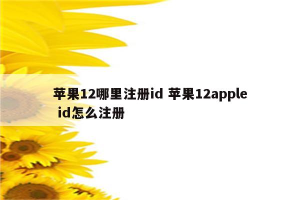 苹果12哪里注册id 苹果12apple id怎么注册
