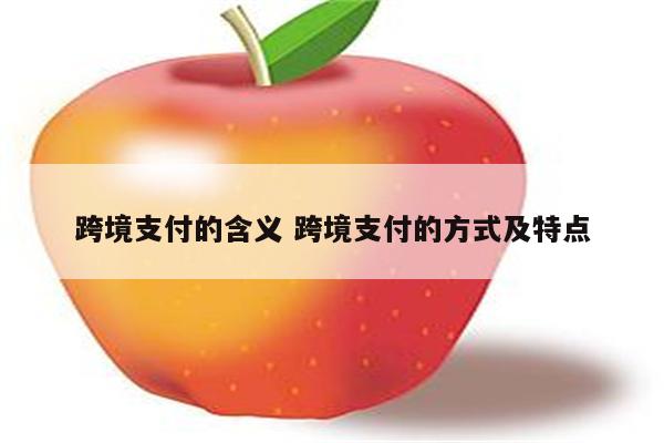 跨境支付的含义 跨境支付的方式及特点