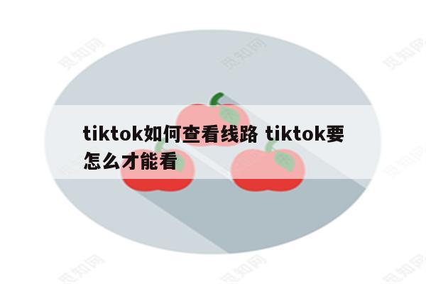 tiktok如何查看线路 tiktok要怎么才能看
