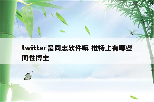 twitter是同志软件嘛 推特上有哪些同性博主