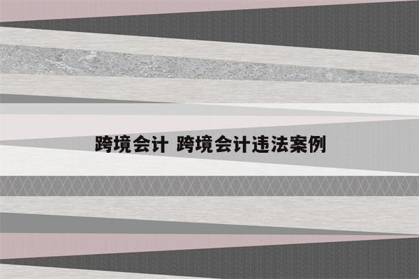 跨境会计 跨境会计违法案例