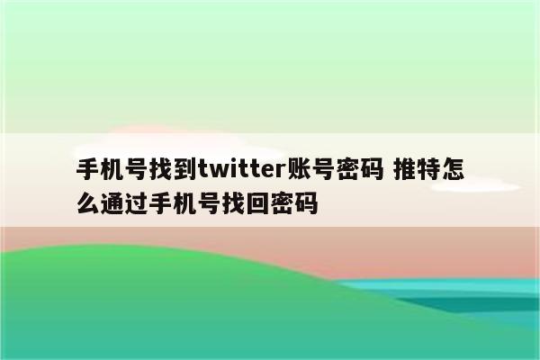 手机号找到twitter账号密码 推特怎么通过手机号找回密码