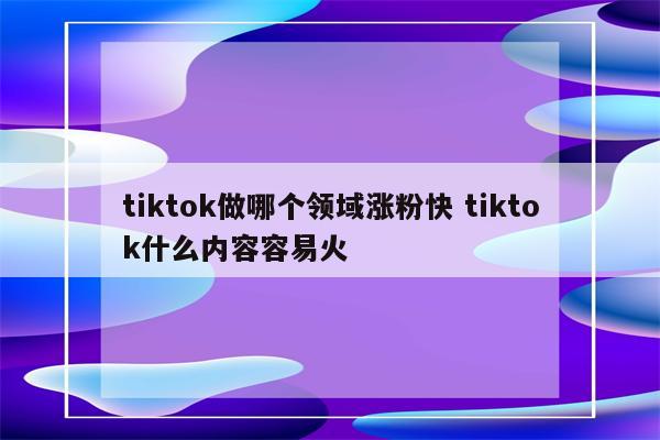 tiktok做哪个领域涨粉快 tiktok什么内容容易火