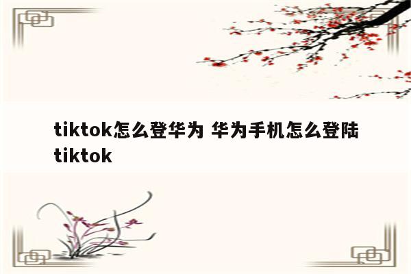 tiktok怎么登华为 华为手机怎么登陆tiktok