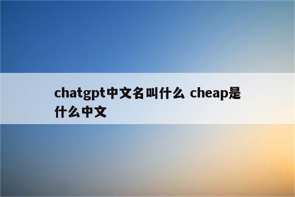 chatgpt中文名叫什么 cheap是什么中文