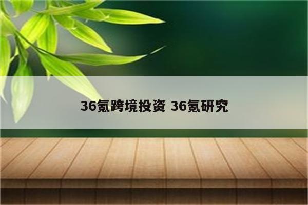 36氪跨境投资 36氪研究
