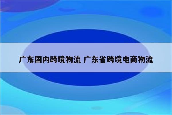 广东国内跨境物流 广东省跨境电商物流