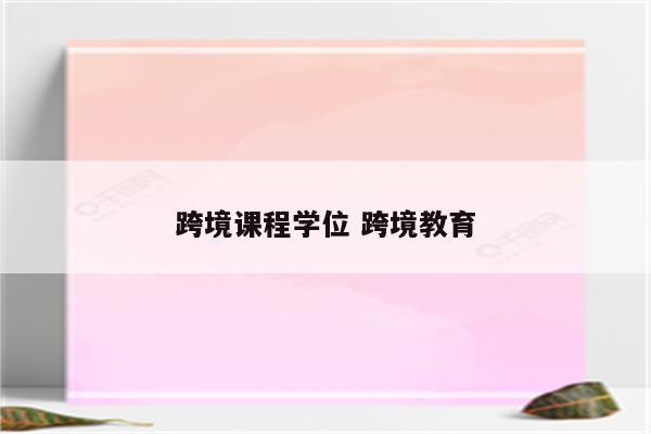 跨境课程学位 跨境教育