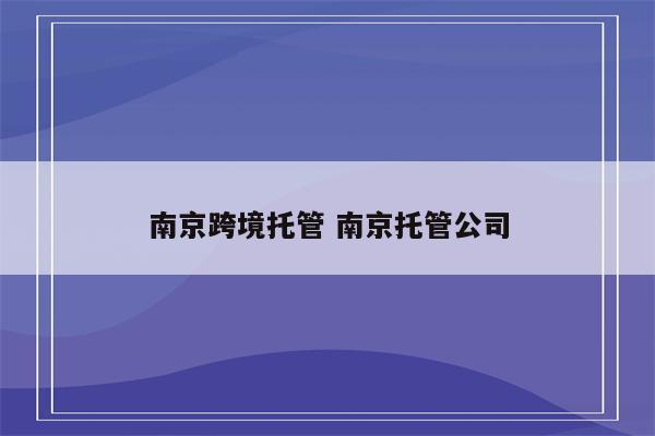 南京跨境托管 南京托管公司