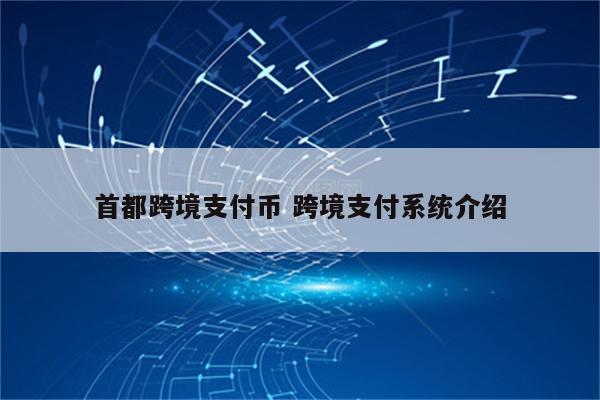 首都跨境支付币 跨境支付系统介绍