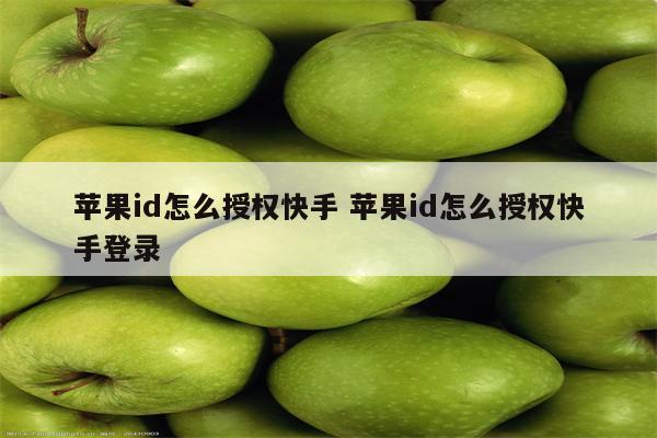 苹果id怎么授权快手 苹果id怎么授权快手登录