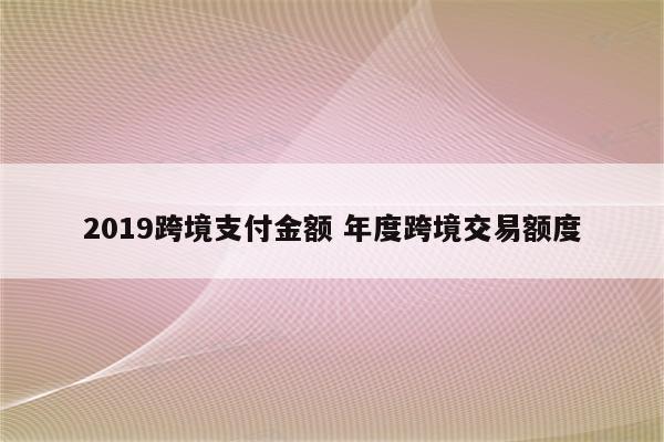 2019跨境支付金额 年度跨境交易额度